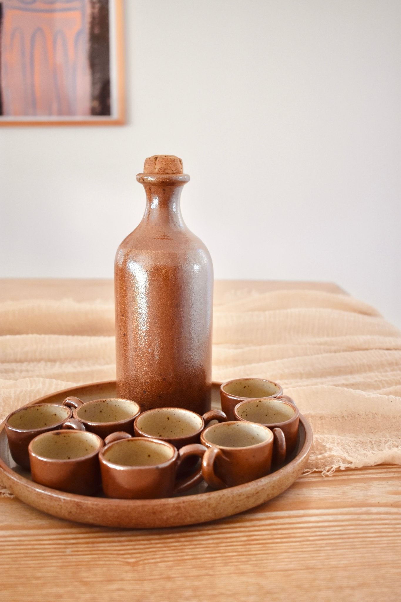 Service à liqueur en grès marron nacré « SANTA TERESA » - La Recyclerie LS