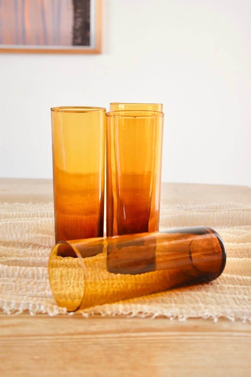 Service de 4 verres à limonade ambrés « SUNNY » - La Recyclerie LS