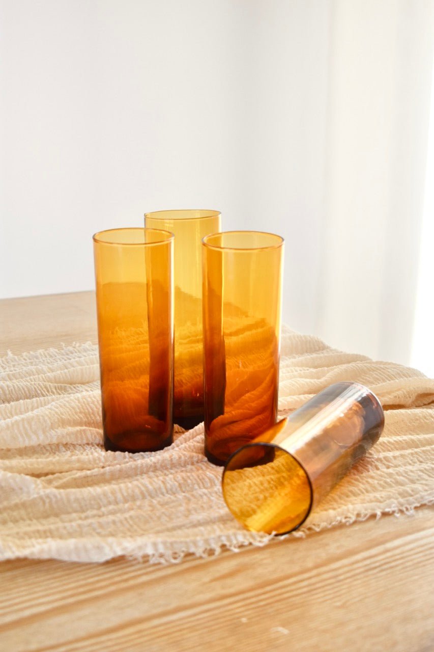 Service de 4 verres à limonade ambrés « SUNNY » - La Recyclerie LS