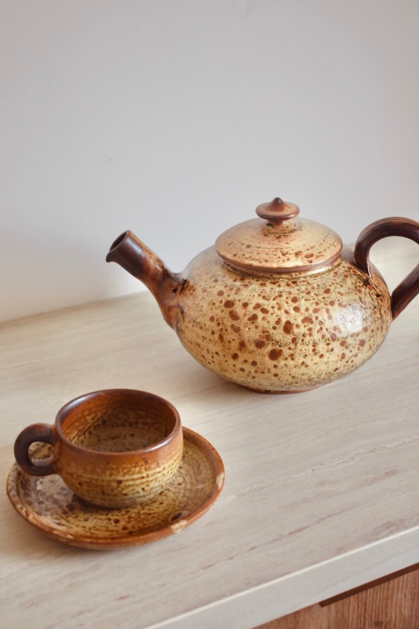 Cafetière théière beige et marron moucheté « SIMONE » - La Recyclerie LS