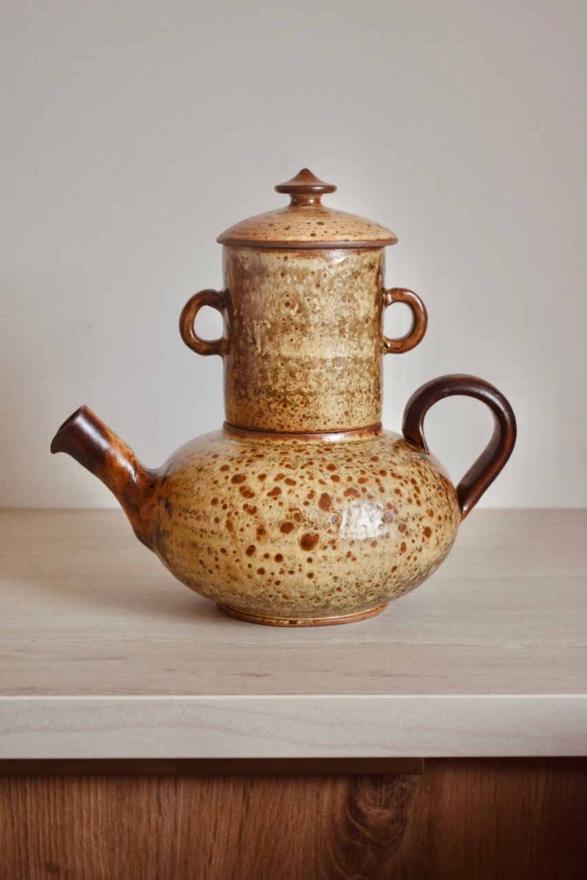 Cafetière théière beige et marron moucheté « SIMONE » - La Recyclerie LS