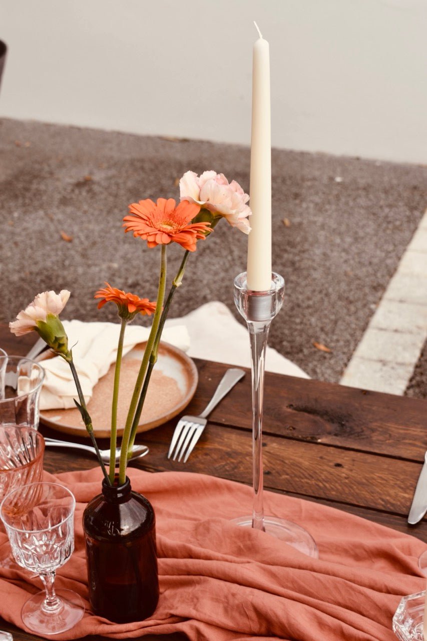 LOCATION Grand bougeoir "cierge" en verre transparent - La Recyclerie LS