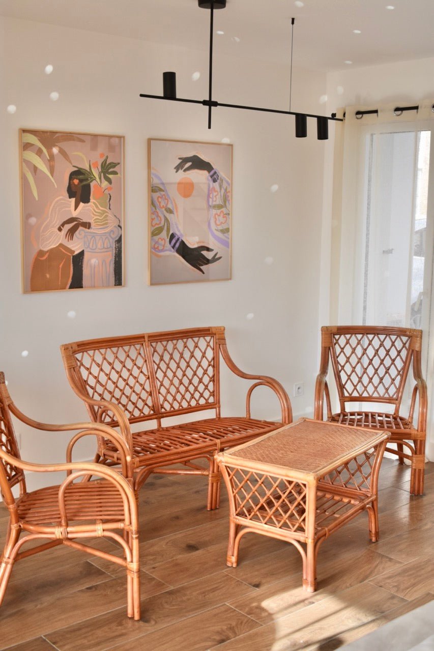 LOCATION Salon en rotin « MARGUERITE » - La Recyclerie LS