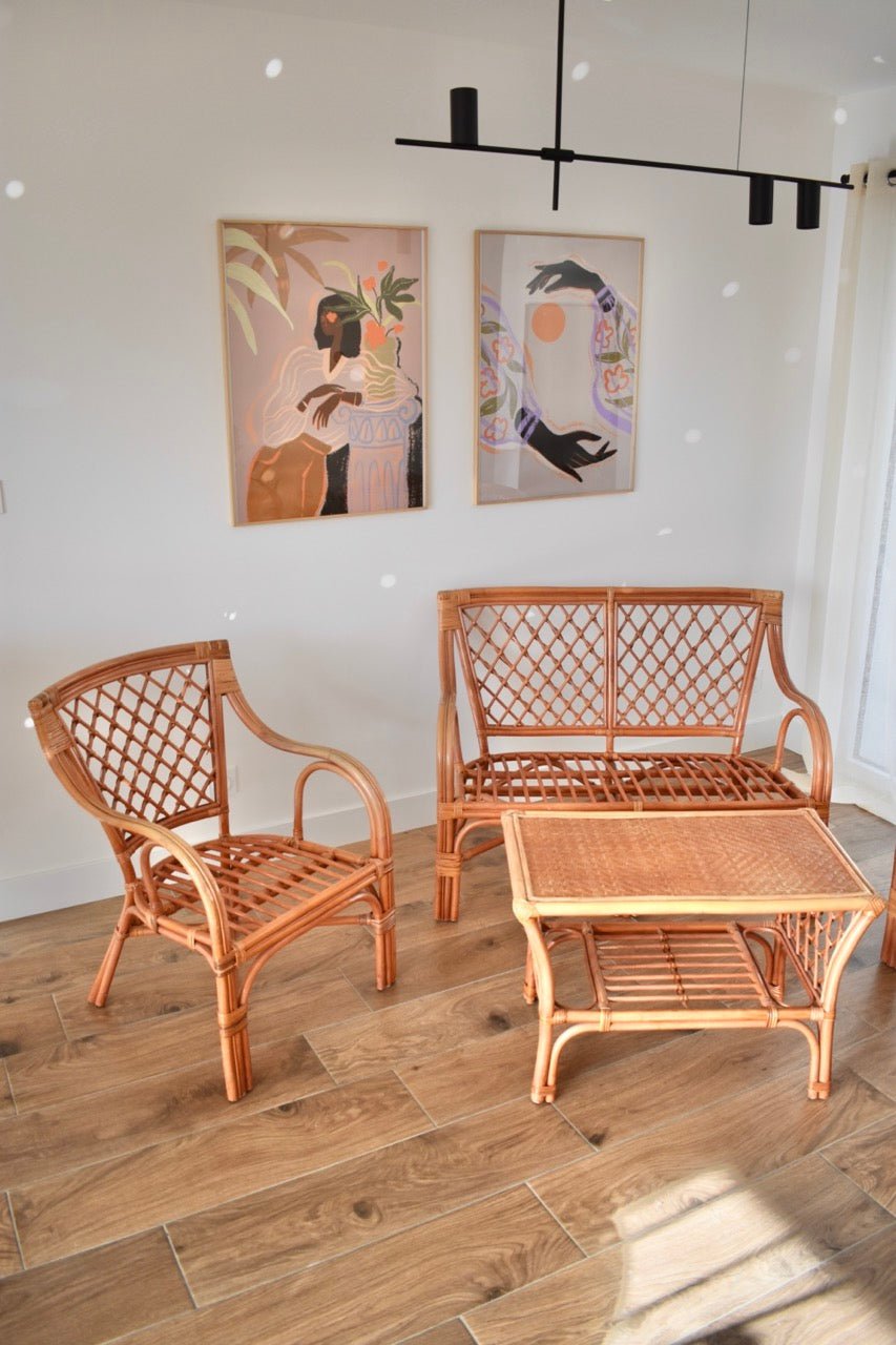 LOCATION Salon en rotin « MARGUERITE » - La Recyclerie LS