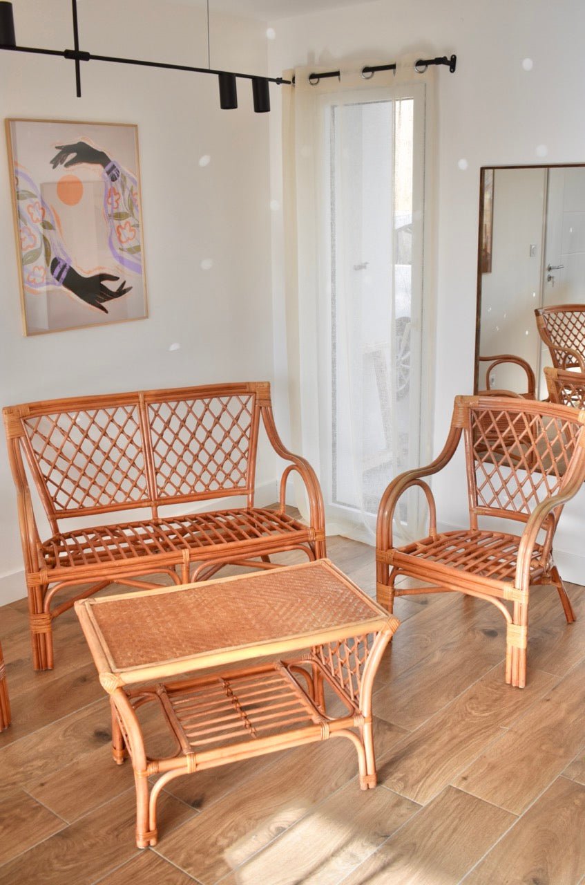 LOCATION Salon en rotin « MARGUERITE » - La Recyclerie LS