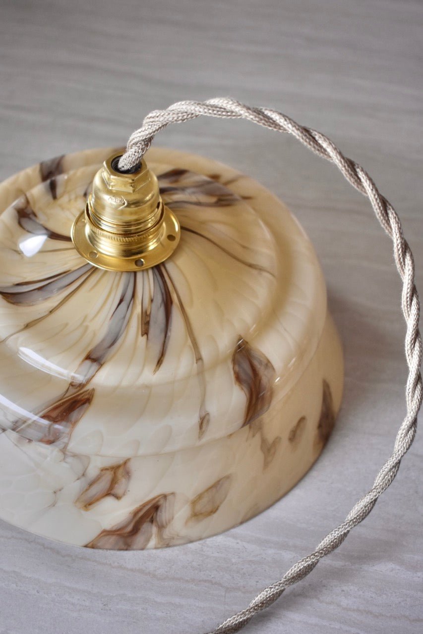 Luminaire suspension en verre Clichy marbré beige « MARBLE » - La Recyclerie LS