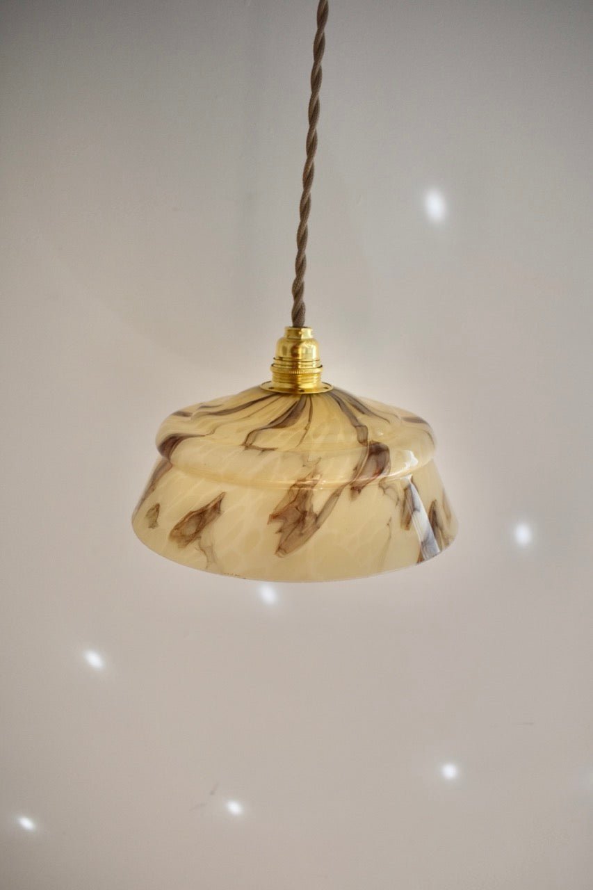 Luminaire suspension en verre Clichy marbré beige « MARBLE » - La Recyclerie LS
