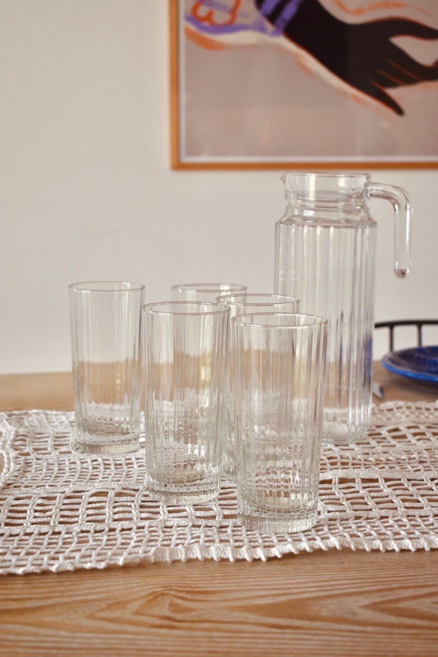 Service à limonade en verre strié « LIMONATA » - La Recyclerie LS